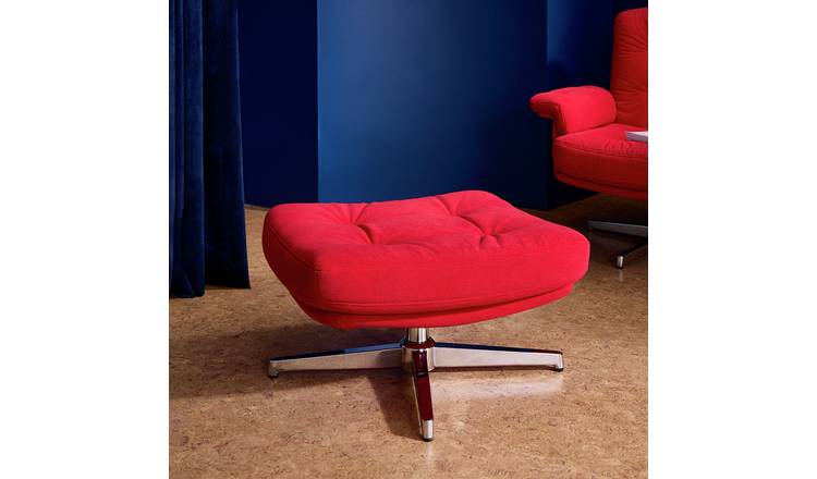 Habitat Dawson Fabric Swivel Footstool - Red