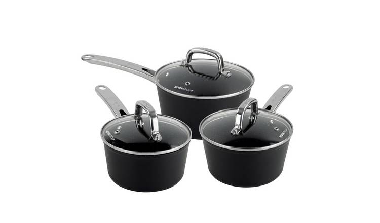 Dojo Hero Neverstick+ 3 Piece Aluminium Saucepan Set - Black