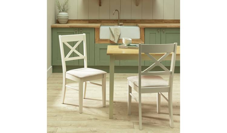 Argos Home Chicago Pair of Solid Wood Chairs - Cream