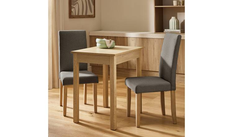 Argos Home Sendi Natural Dining Table and 2 Brown Chairs
