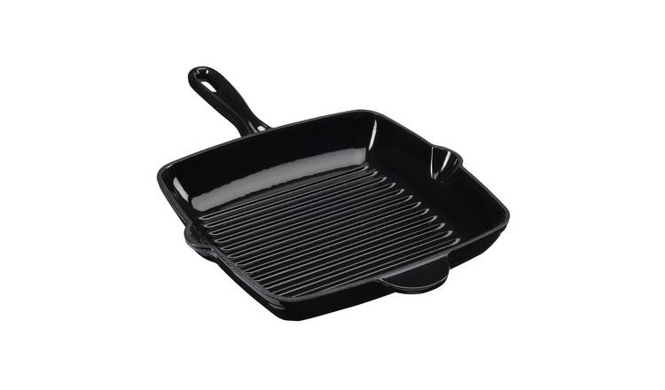 Cooks Professional Cast Iron Skillet Pan with Enamel Interior - Black