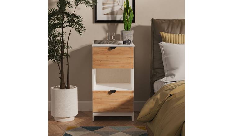 Welcome Canmore 2 Drawer Bedside Table - White & Oak