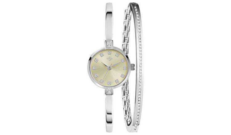 Spirit Ladies Silver Colour Watch and Bangle Set