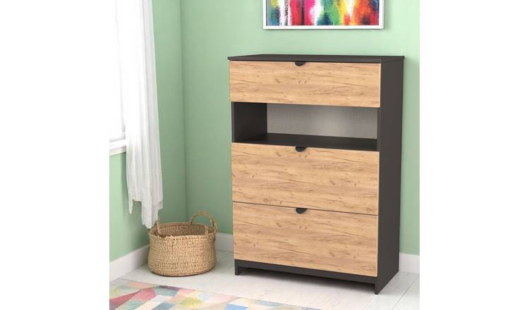 Welcome Canmore 3 Drawer Chest With Shelf - Graphite & Oak