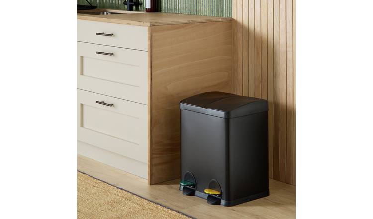 Habitat 30 Litre Twin Compartment Recycling Bin - Black