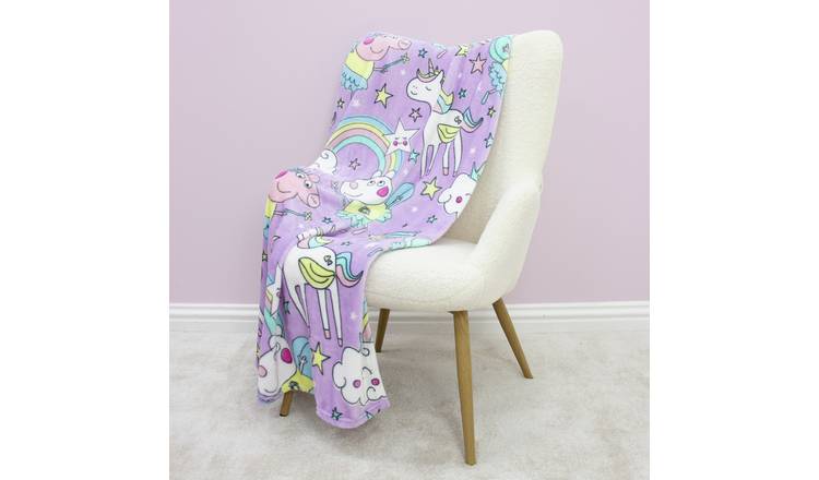 Peppa Pig Rainbow Fleece Throw - Purple - 150x100cm