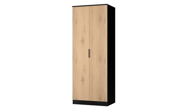 Livara Ready Assembled Tofino 2 Door Wardrobe - Black & Oak