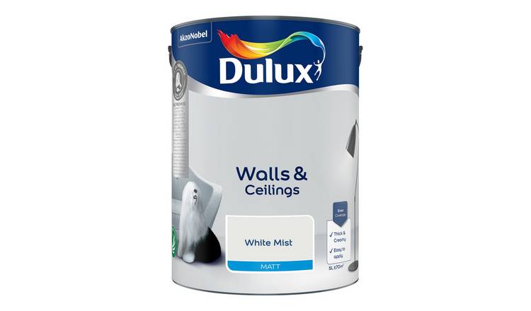 Dulux Walls & Ceilings Matt Paint White Mist - 5L
