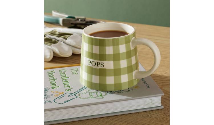 Argos Home Dark Green Gingham Pattern Pops Decal Ceramic Mug