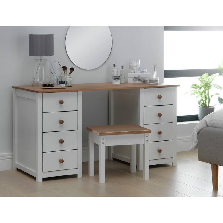 Argos Home Scandinavia Dressing Table & Stool - Pine & White 0