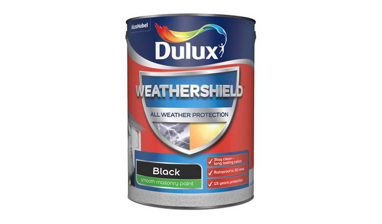 Dulux Weathershield Smooth Masonry Paint Black - 5L