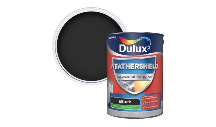 Dulux Weathershield Smooth Masonry Paint Black - 5L