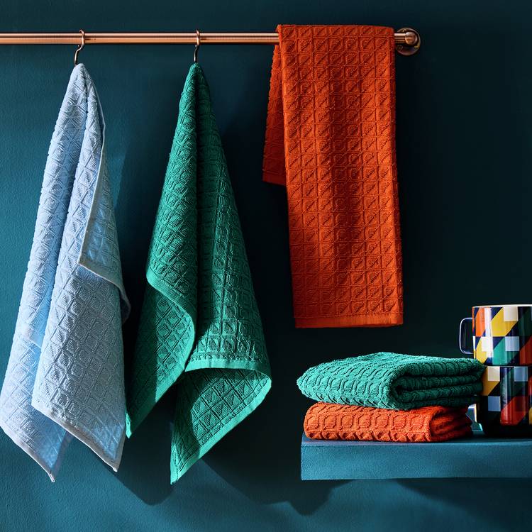 Habitat Geo Terry Pack of 5 Tea Towels 0