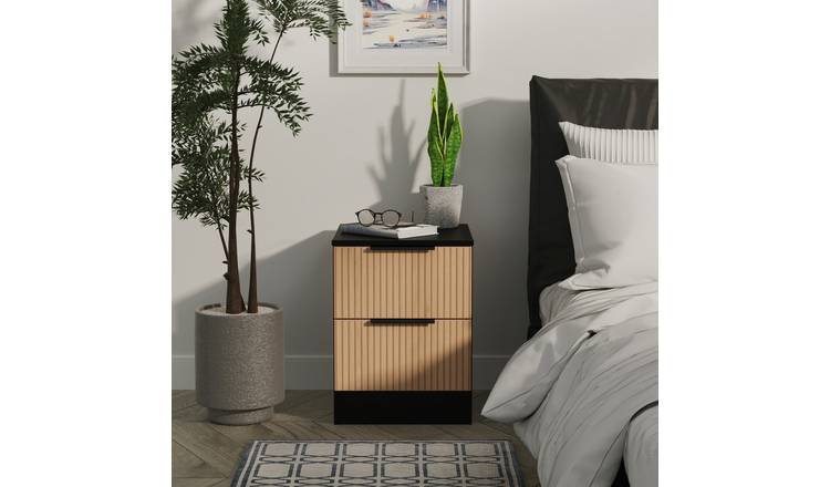 Livara Ready Assembled Tofino Bedside Table - Black & Oak