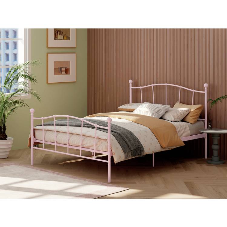 Argos Home Fleur Double Metal Bed Frame - Pink 0