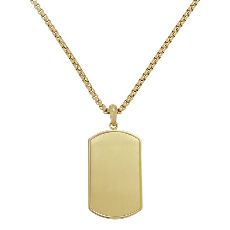 Revere Men's Stainless Steel Gold Colour Dog Tag Pendant 0