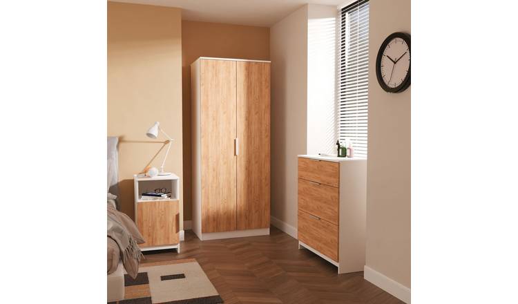 Welcome Orillia 3 Piece 2 Door Wardrobe Set - White & Oak