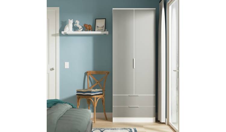 Welcome Orillia 2 Door 2 Drawer Wardrobe - White & Grey
