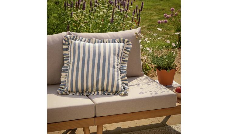 Argos Home Blue Striped Outdoor Cushion with Frill