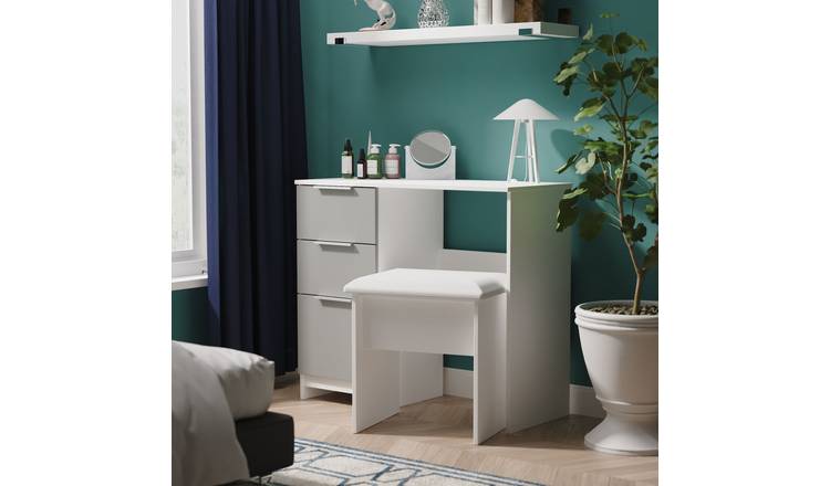 Welcome Orillia Vanity 3 Drawer Dressing Table- White & Grey