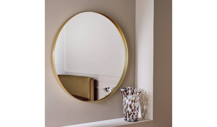 Argos Home Gold Effect Aluminium Deep Round Wall Mirror - 80cm