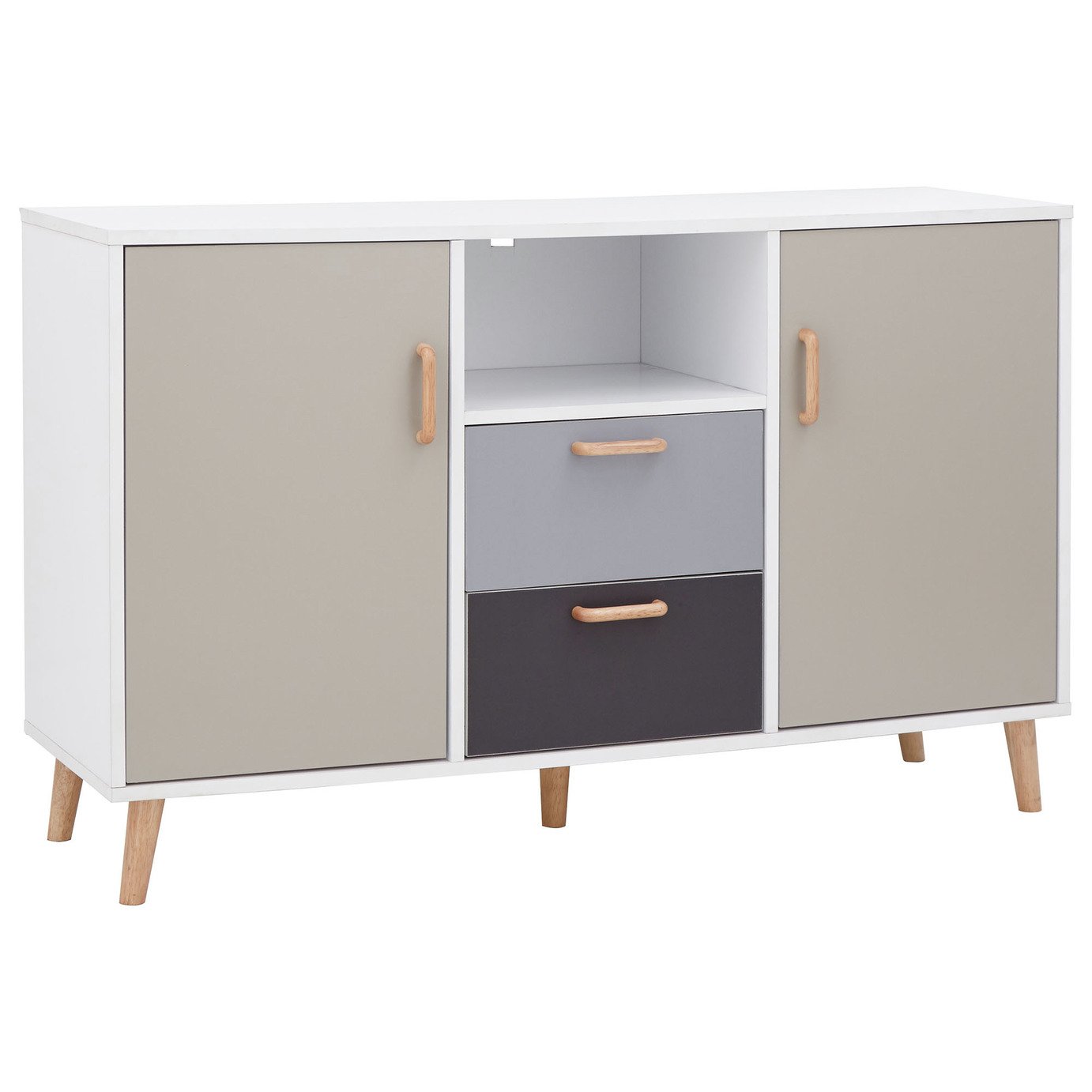 Delta 2 Door 2 Drawer Sideboard - White & Grey