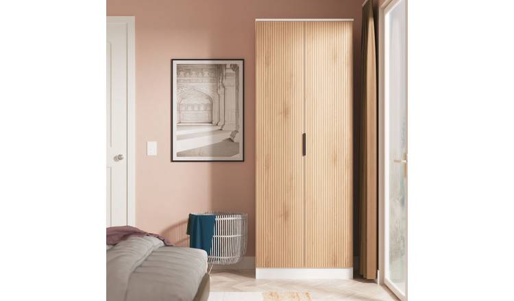 Livara Ready Assembled Tofino 2 Door Wardrobe - White & Oak