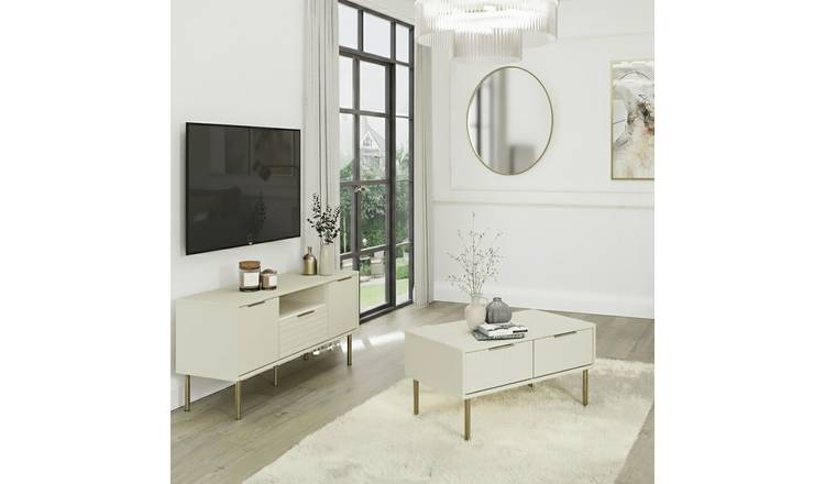 GFW Nervata Coffee Table and TV Unit - Ivory