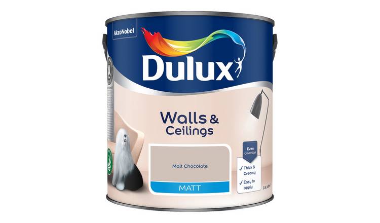 Dulux Walls & Ceilings Matt Paint Malt Chocolate - 2.5L