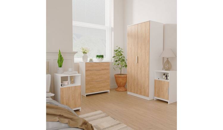 Welcome Orillia 4 Piece 2 Door Wardrobe Set - White & Oak