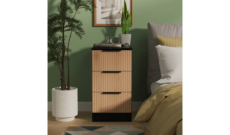 Livara Ready Assembled Tofino Bedside Table - Black & Oak