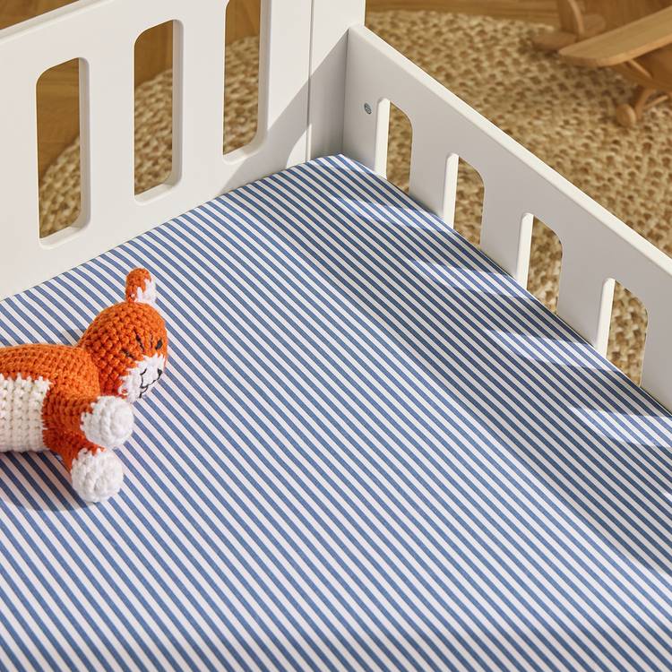 Habitat Kids Oxford Stripe Print Blue Fitted Sheet - Toddler 0