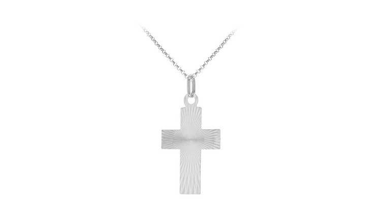 Men's Sterling Silver Personalised Crucifix Pendant Necklace