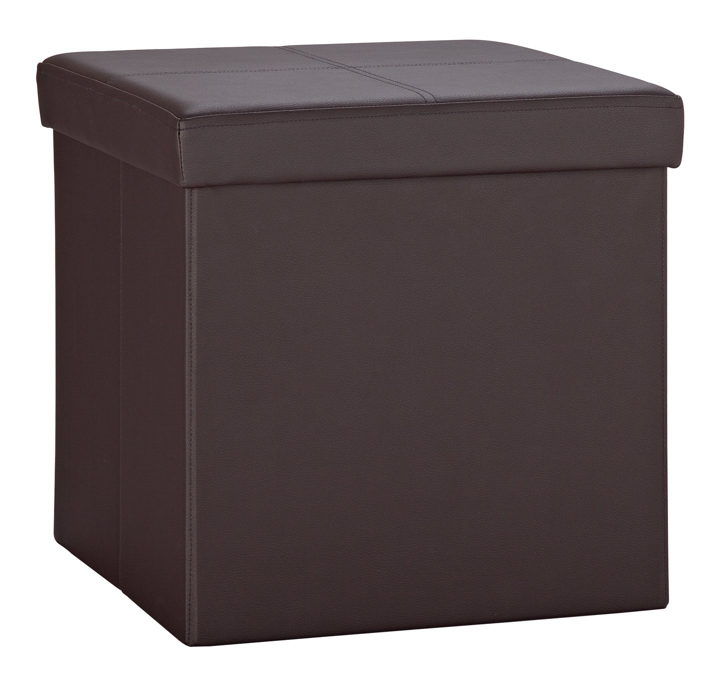 Argos Home Tilly Small Faux Leather Stitched Ottoman - Brown