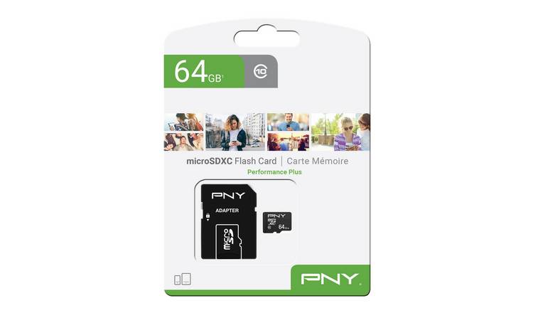 Buy Pny Performance Plus Microsd Memory Card 64gb Microsd Memory Cards Argos