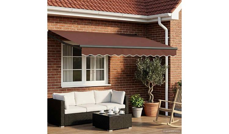 Walplus Electric Aluminium Awning - Brown and Anthracite - 300 x 250 cm