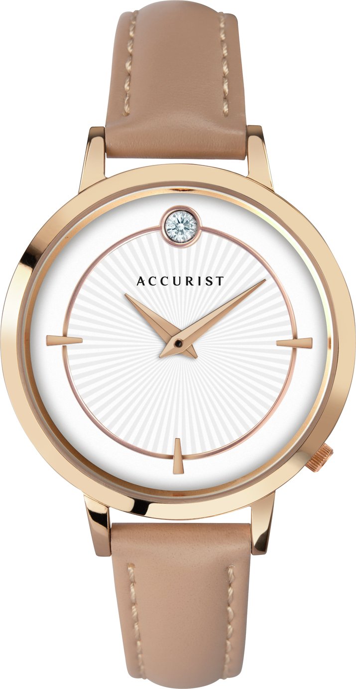 Accurist Pure Brilliance Ladies Taupe Leather Strap Watch