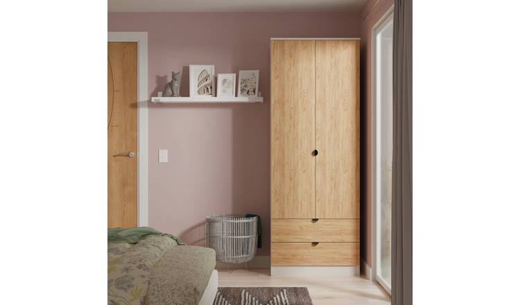 Welcome Canmore 2 Door 2 Drawer Wardrobe - White & Oak