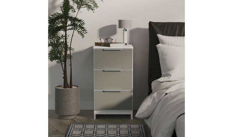 Welcome Orillia 3 Drawer Bedside Table - White & Grey