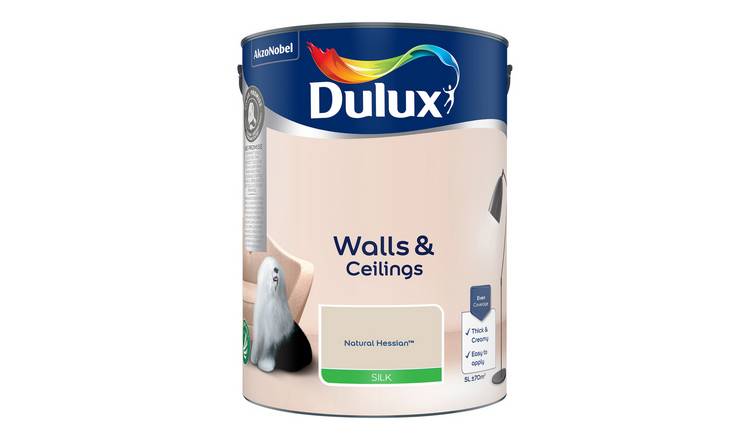 Dulux Walls & Ceilings Silk Paint Natural Hessian - 5L
