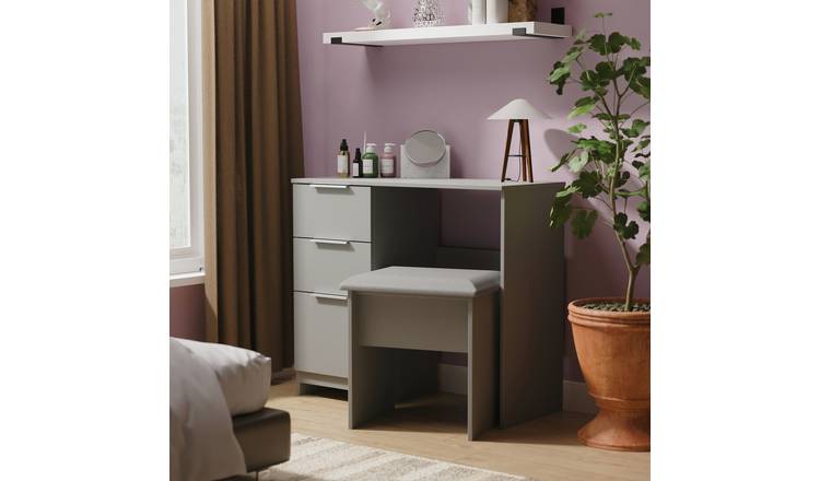 Welcome Orillia 3 Drawer Dressing Table & Stool - Grey