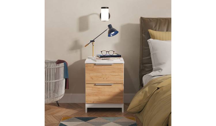 Welcome Orillia 2 Drawer Bedside Table - White & Oak