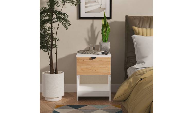 Welcome Canmore 1 Drawer Bedside Table - White & Oak
