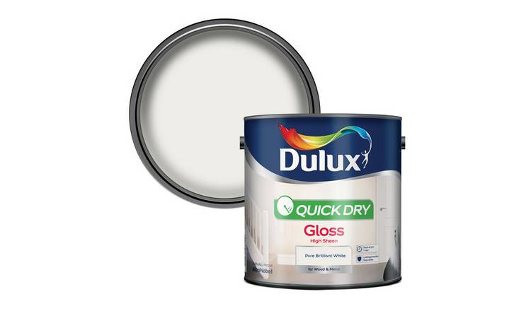 Dulux Quick Dry Gloss Paint - Pure Brilliant White - 2.5L
