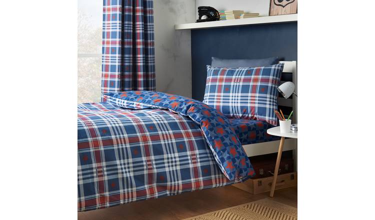 Catherine Lansfield Stars & Check Kids Bedding Set - Double
