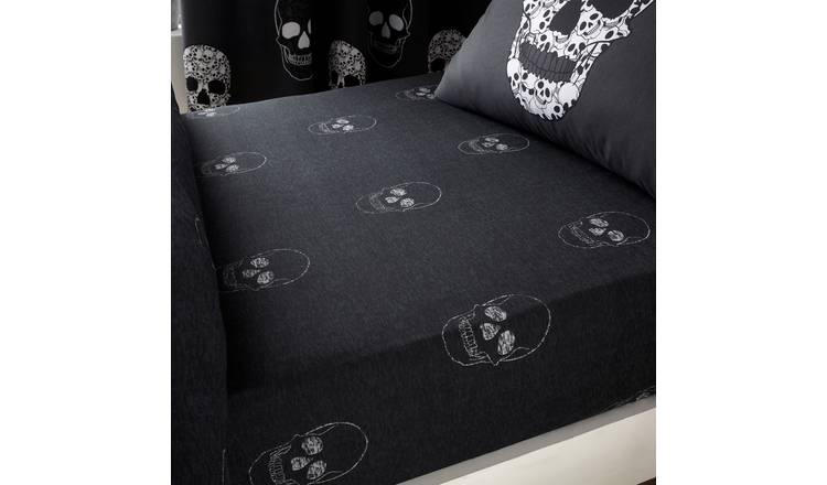 Catherine Lansfield Skulls Black Kids Fitted Sheet - Single
