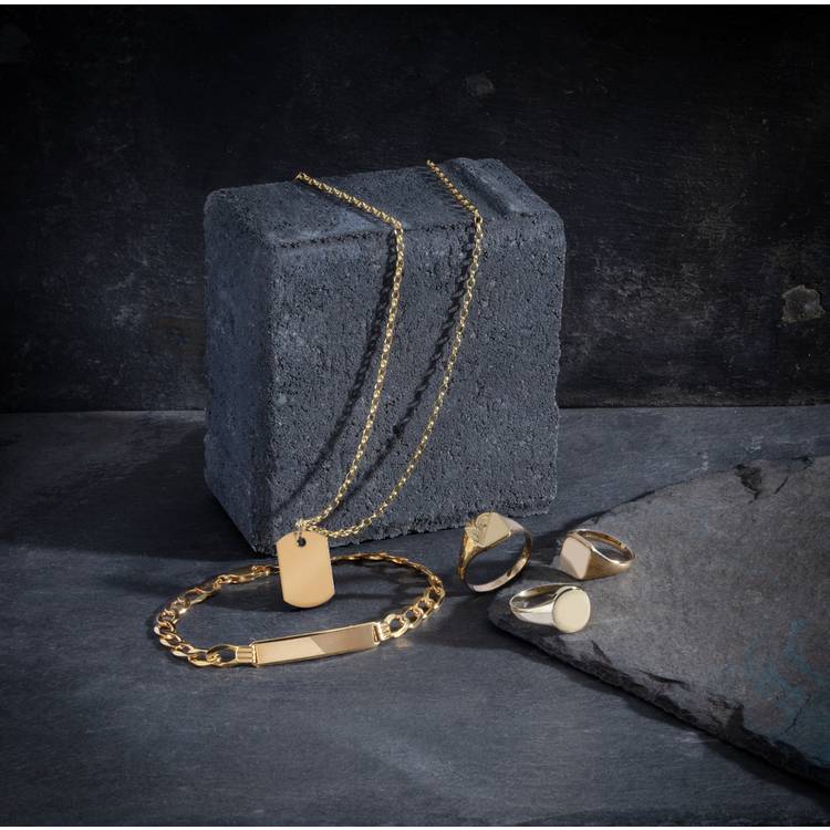 Revere Men's 9ct Gold Personalised Dog Tag Pendant Necklace 0