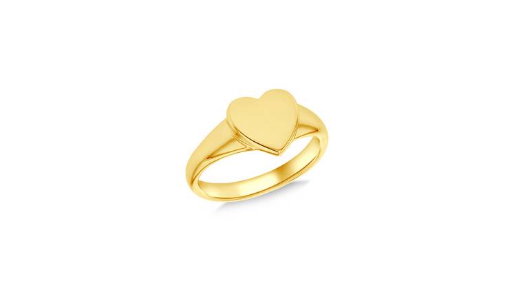 Revere 9ct Gold Plated Personalised Heart Signet Ring - L