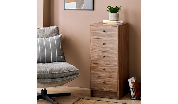 Argos Home Malibu 5 Drawer Tallboy - Walnut