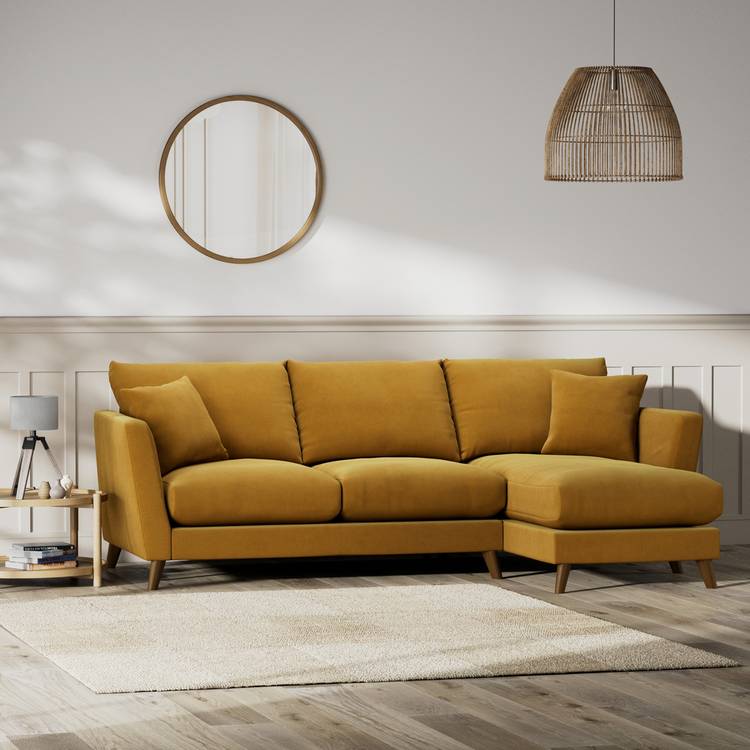 Habitat Lomond Right Hand Corner Sofa - Gold - Dark Leg 0